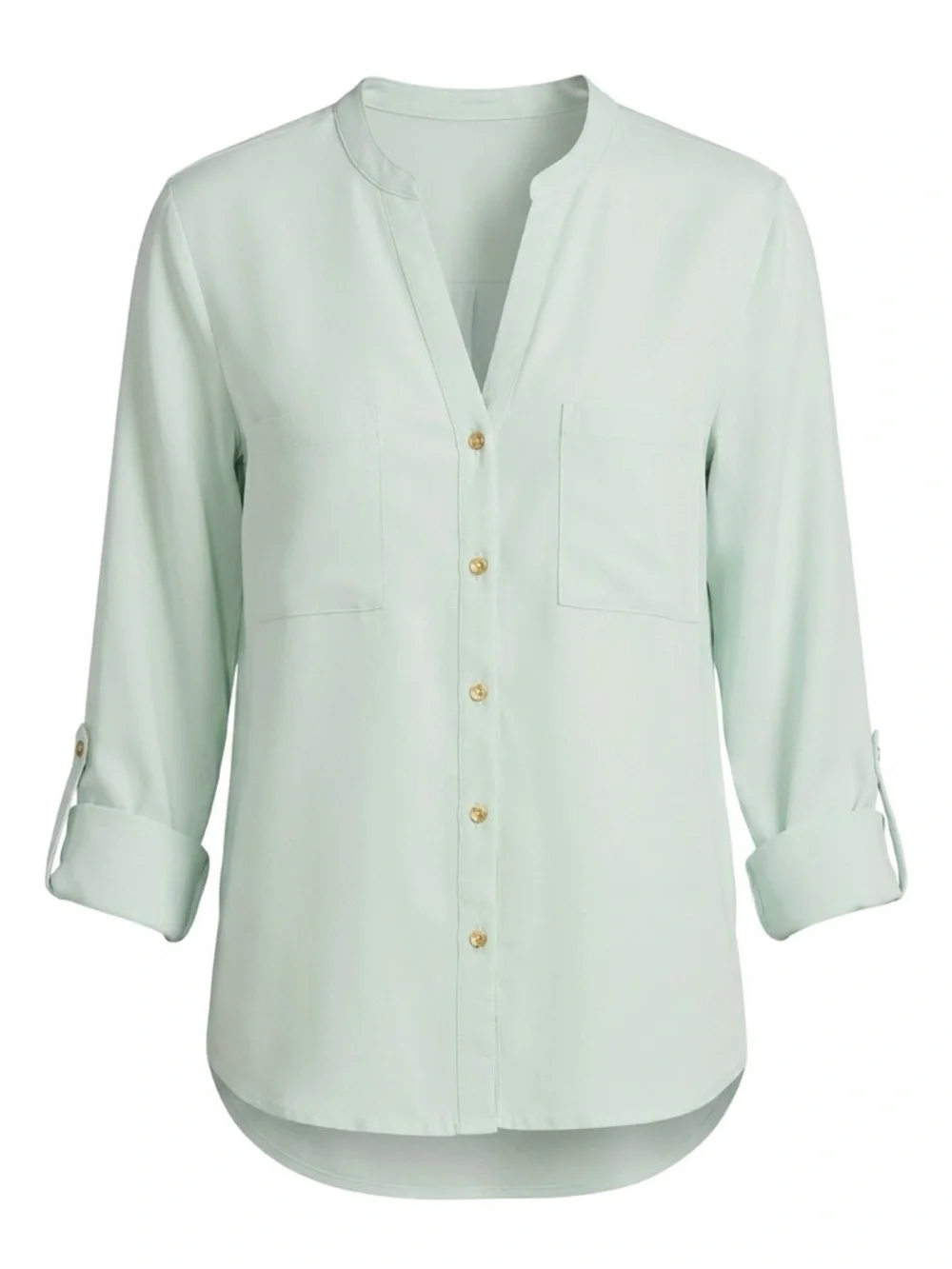 Anne Klein Light Mint Button-Front Women's Shirt - Picture 3 of 5